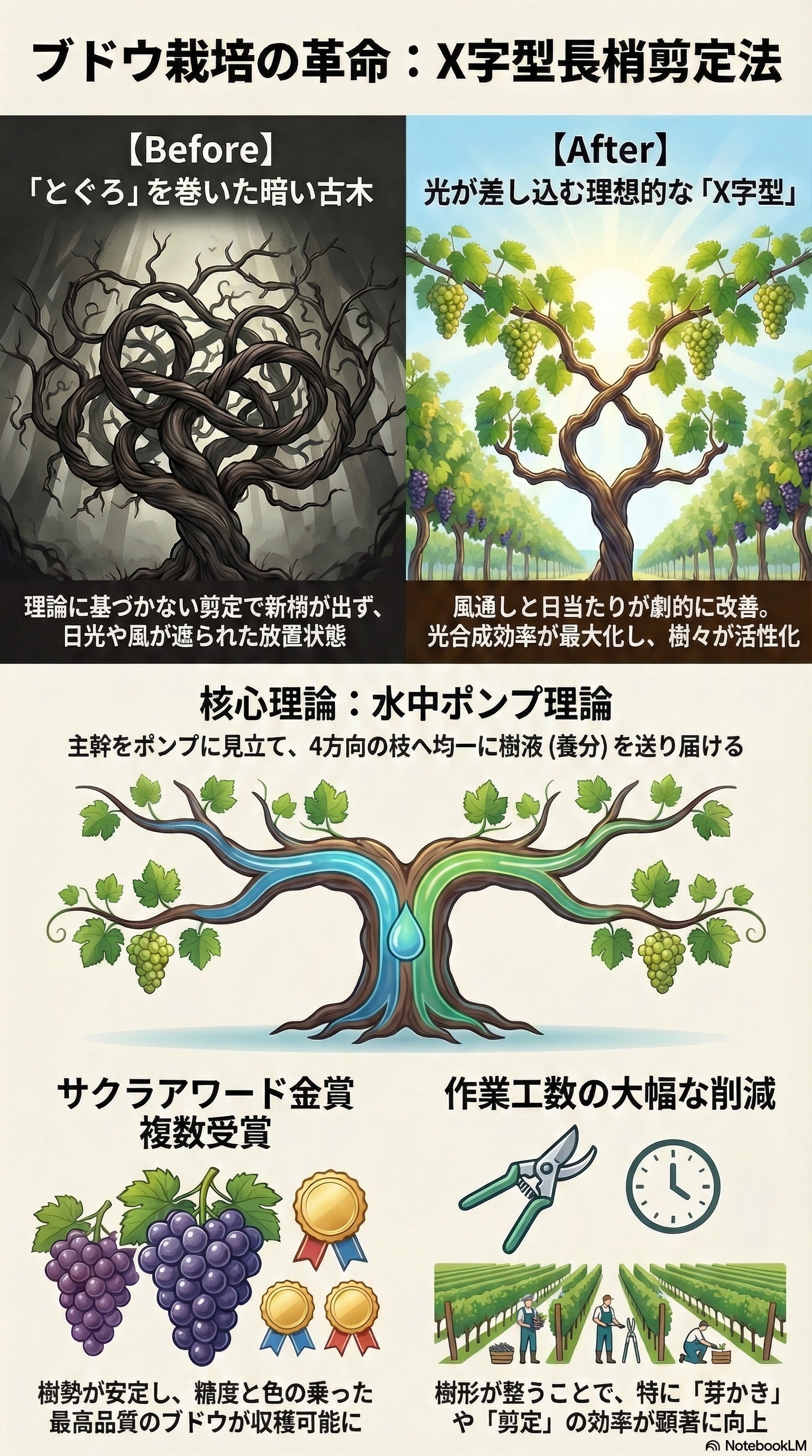 マスカットベーリーA種の整枝剪定作業 インフォグラフィック
